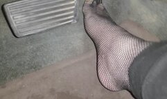 Pedal pumping my Civic in my sexy fish nets