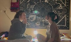 Smoking Yuliana & Hilary Smoke Kissing