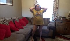Sexy big tits wife showing off in T-shirts and knickers