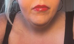 Watch me enjoy eating my apple with my beautiful big red glossy lips