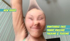 Funny pantyhose mask nylon face pulling tease