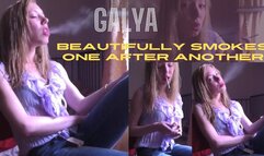 Galya Beautifully Smokes One after Another