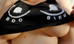 I Let Stepbrother Play with My Big Boobs but He Cums on My Halloween Pajama