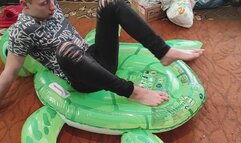 Jason stomp and deflate barefeet