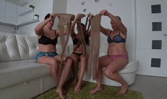 3 girls put on nylon and masturbate with pantyhose b