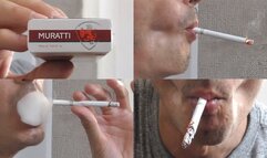 Smoking Muratti red 100s closeup sweating