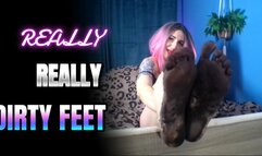 Lady Angela really dirty muddy feet pedicured toes foot tattoo fetish