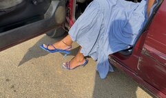 Cranking and Completely STRANDED In Blue Slingbacks