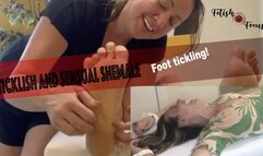 Ticklish and sensual shemale feet tickling