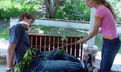 Gardener Lukas Makes A Costly Mistake And Pays For It By Being Bound In Tiffany Thomas' Backyard!