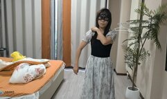 A woman who is tied up, gagged, and stimulated to orgasm with a vibrator (Chinese model)