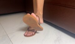 Get Your Tongue And Worship My Feet In Flip Flops While I Watch TV After Long Walk - WMV