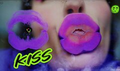 Hottest goth girl kisses with plump purple lips+ spit fetish
