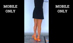 Squeezing His Cock & Balls Under My Tangerine Slingback Heels - Mobile Cam 1 - 96MC1
