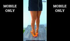 Squeezing His Cock & Balls Under My Tangerine Slingback Heels - Mobile Cam 2 - 96MC2