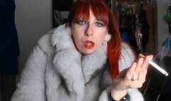 Crimson Lips, Sexy Fur, and Dominant Smoking