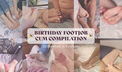 BIRTHDAY FOOTJOB CUM COMPILATION - 20 footjob and toejob cumshots, and cum on feet!