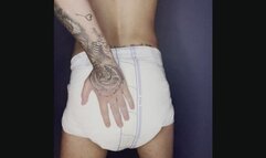 Tattoo'd Boy Wets and Messes Diaper