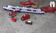 Toy Cars under wooden Clogs 3