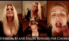 Stepmom Blowjob and Facial Reward for Chores