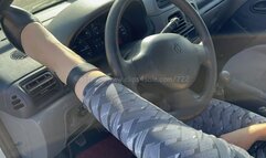 Alisa with summer heels revs hard