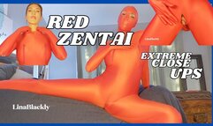 Red Zentai makes Lina a Horny Slut
