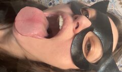 Halloween Cat Girl Licks Glass