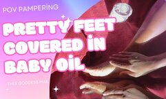Pretty Feet Covered in Baby Oil