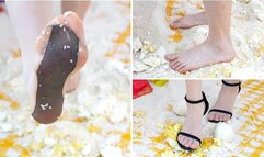 WL - Girl in a bad mood and vents her anger by trampling food