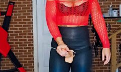 Cock sucking cum loving training with a squirting dildo