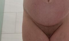 Heavily Pregnant Milf Shower And Pussy Shave