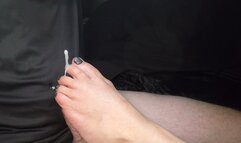 I tease and edge and trick his cock into a treat for my feet with my spooky black nails!