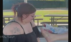 BBW feeds BBW friend w feet