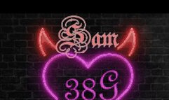 Evil Sexy Temptress Samantha 38g putting on Opulant Red lipstick for Halloween