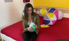 popping water balls with high heels