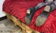 Slave's licking nasty street dirt from the soles of My ankle boots after the concert and a then hands trampling