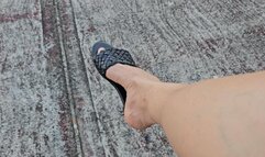 Milah Arches Barefoot tapping on Flat Black Sandals