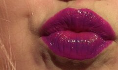 Shiny, Purple Lipstick Lips