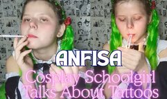 Cosplay Schoolgirl Talks About Tattoos