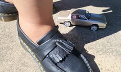 Mistress Destroys Model Chevrolet Monte Carlo I Built in Prison with new Doctor Mertens Leather Loafers
