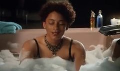 Cynda Williams removes dress and goes into a hot tub in Wet