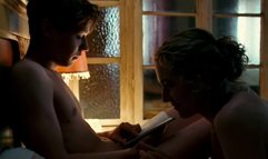 Kate Winslet lying nude in bathtub after sex in The Reader