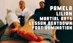 Pamela and Lilian martial arts lesson beatdown foot domination