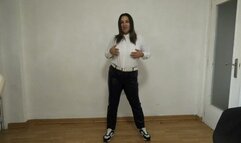 Tucked in shirt and leather pants ORDER