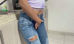 WET JEANS IN THE KITCHEN