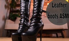 Leather boots teasing