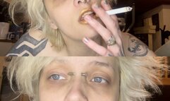 glitterqueen1999, goth girl no makeup gold lipstick smoking fetish lipstick fetish gothic