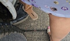 Balbina enjoying a walk on flat sandals