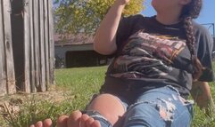 Smoking & Feet outdoors