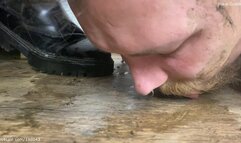 I'm flogging My bitch and make him eat the mud from My boots and the floor mixed with My spits